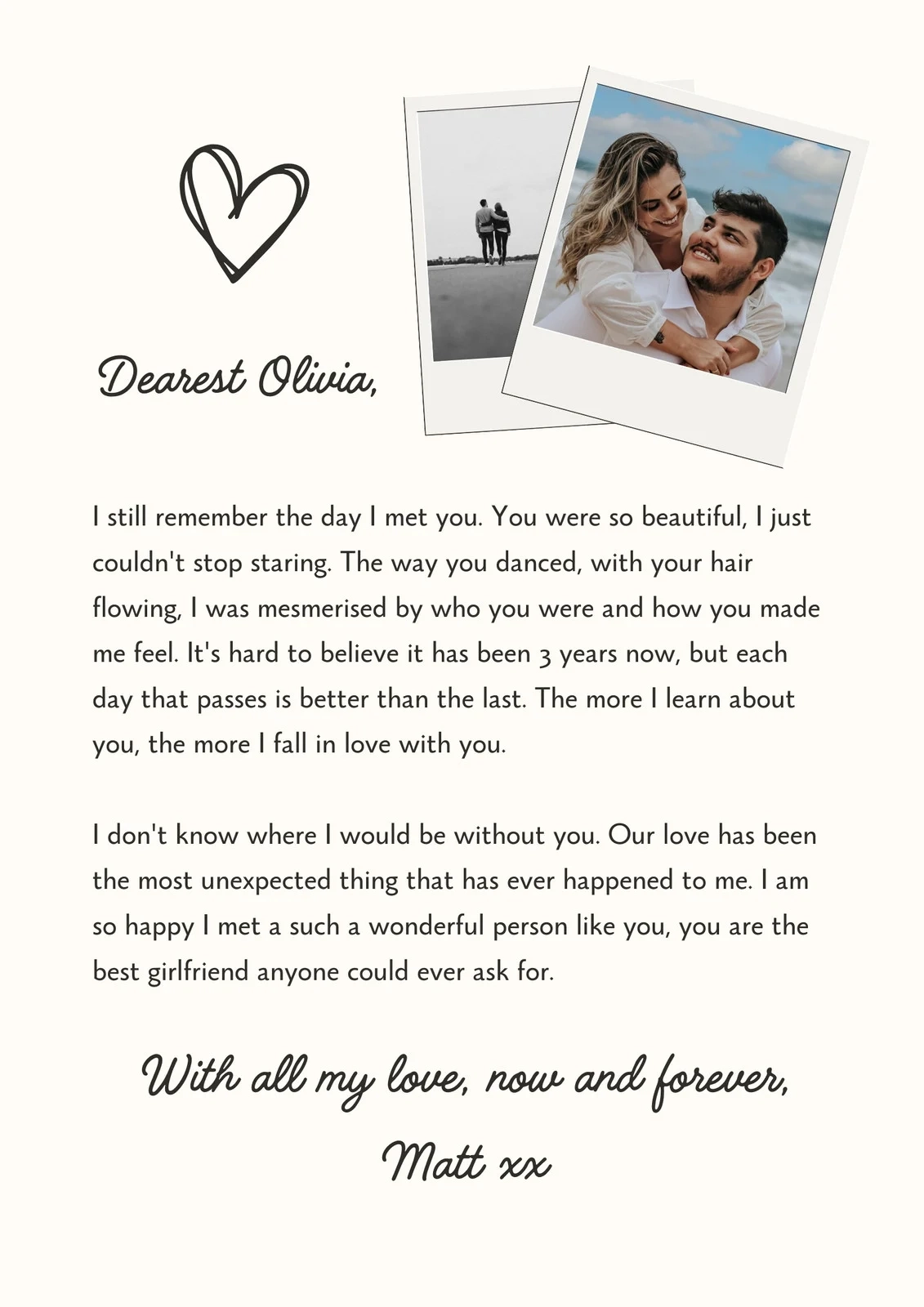 Printable Love Letter Template