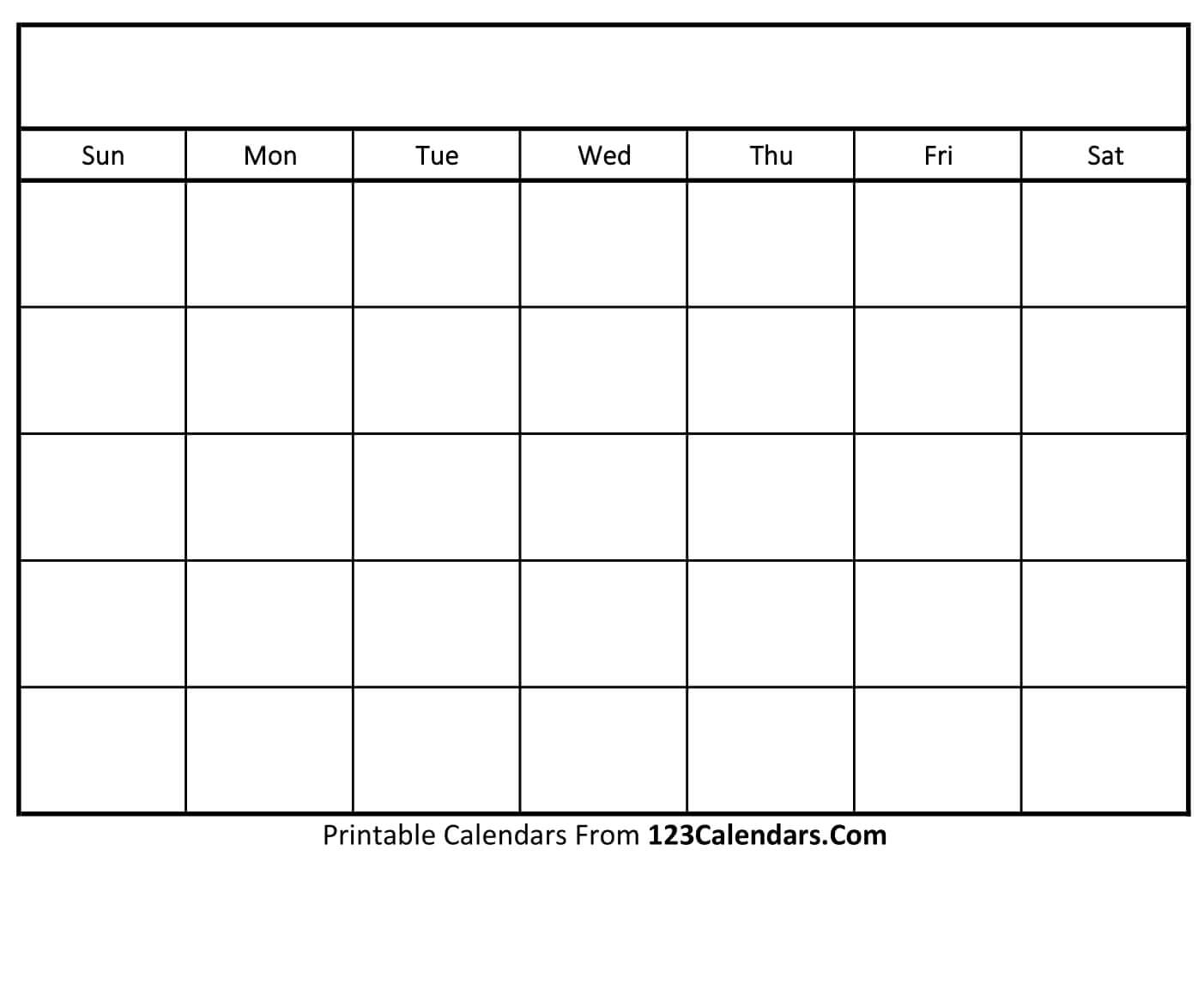 Printable Calendar Large Boxes Blank