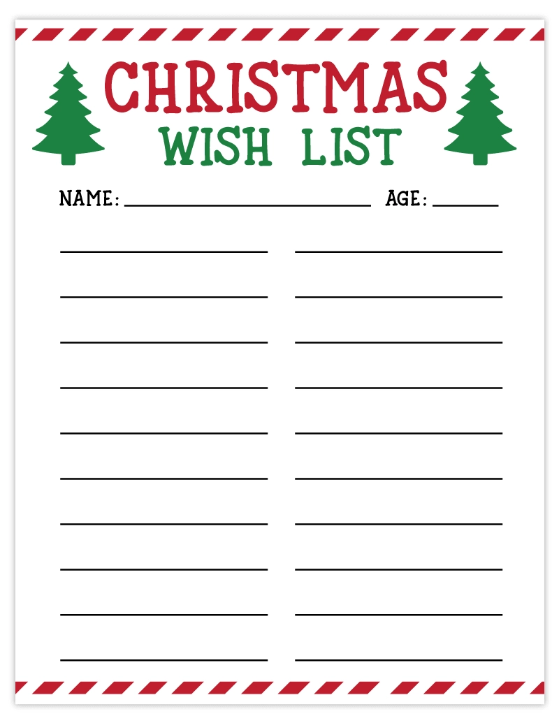 Christmas Wishlist Template Free Printable