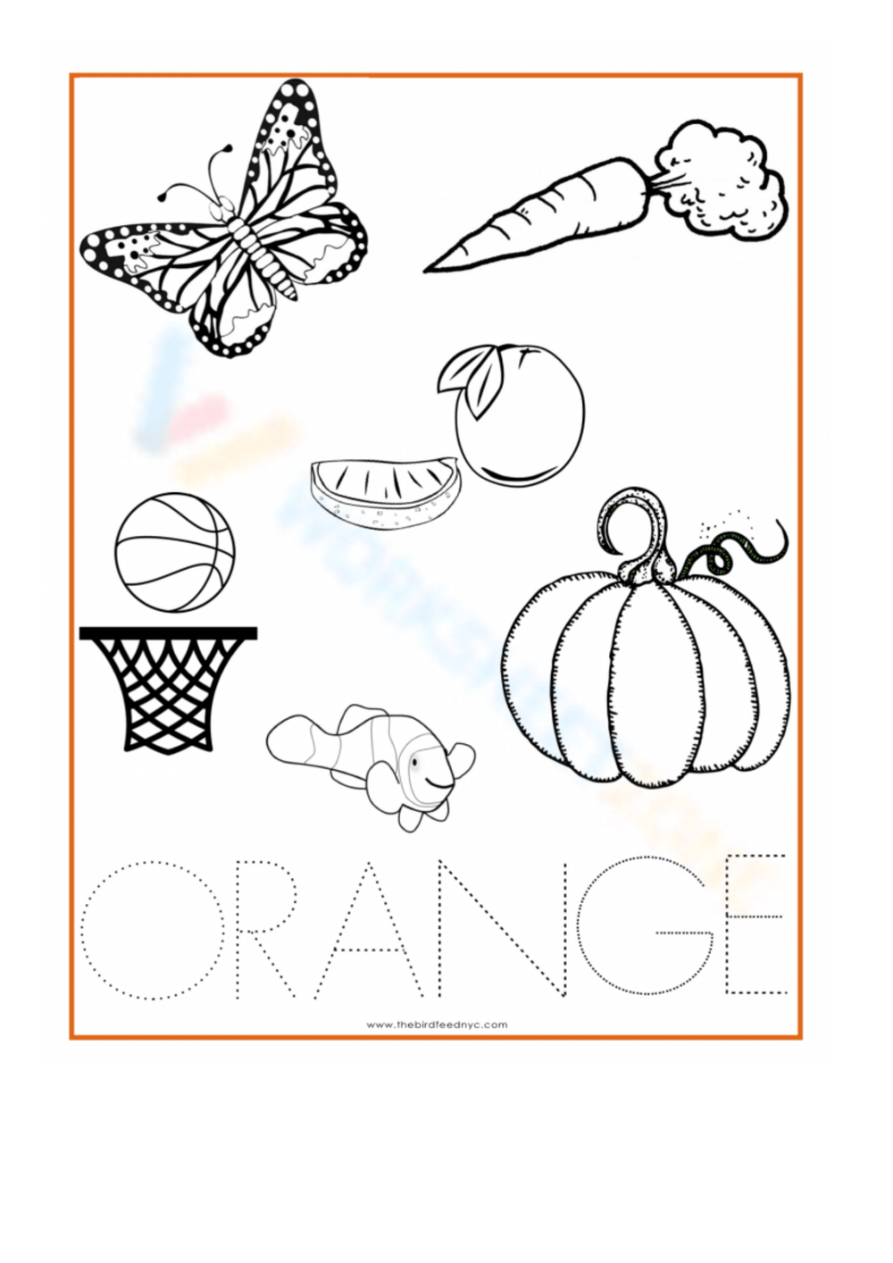 Free Printable Color Orange Worksheets