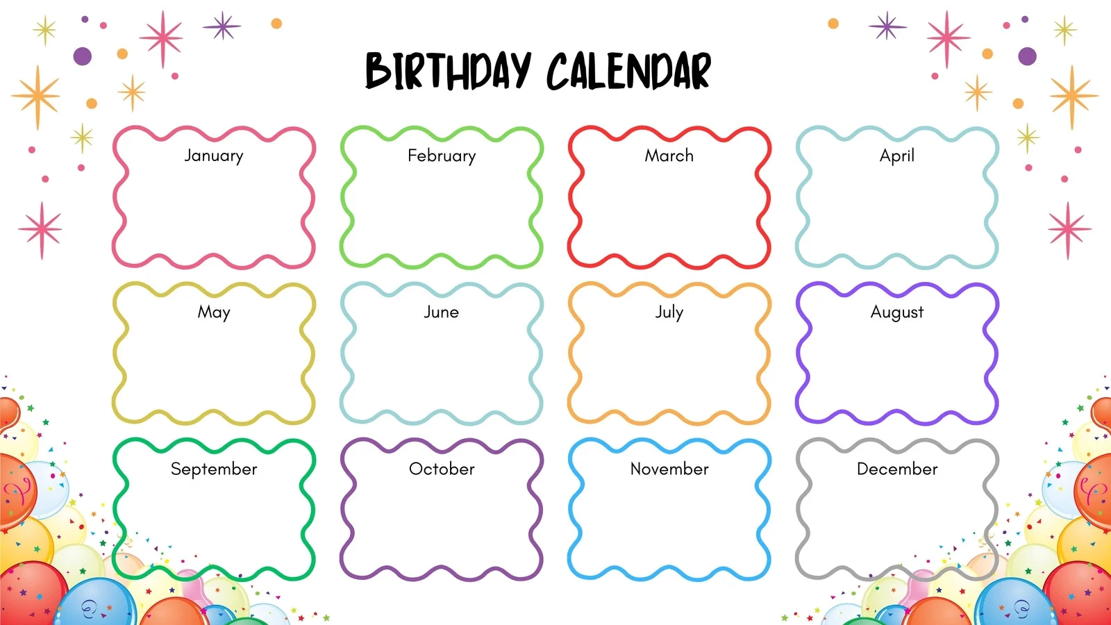 Birthday Calendar Printable