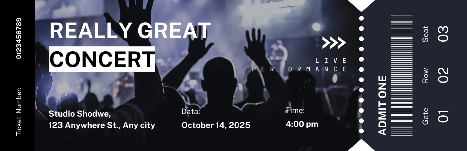 Free Printable Customizable Concert Ticket Templates Canva
