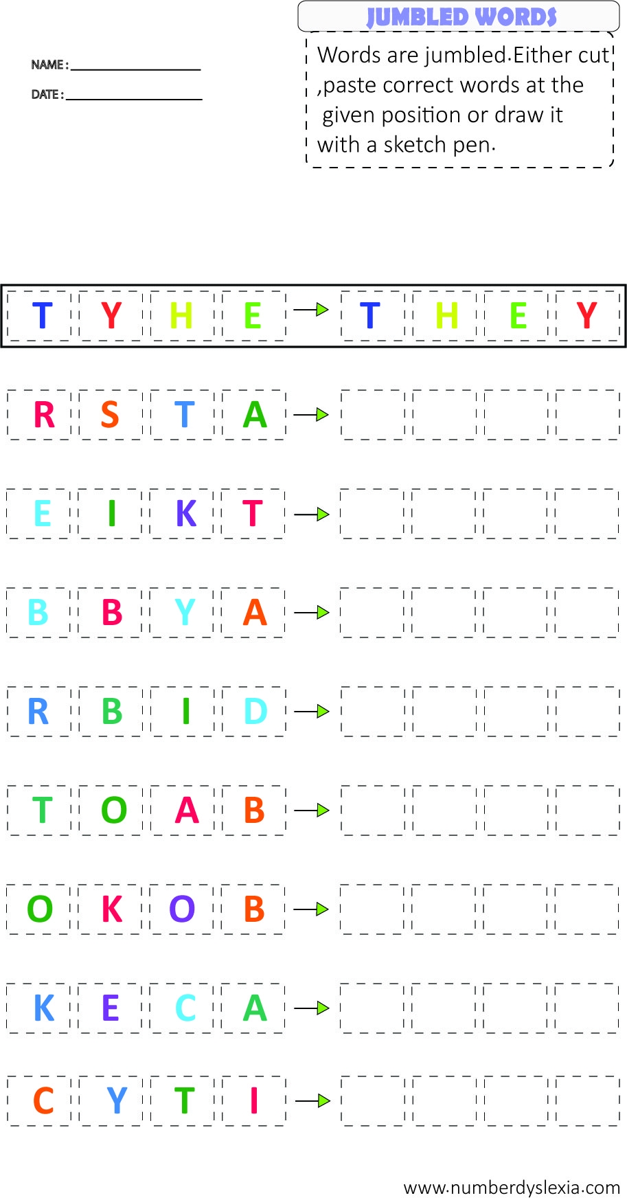 Printable Worksheets For Kids With Dyslexia