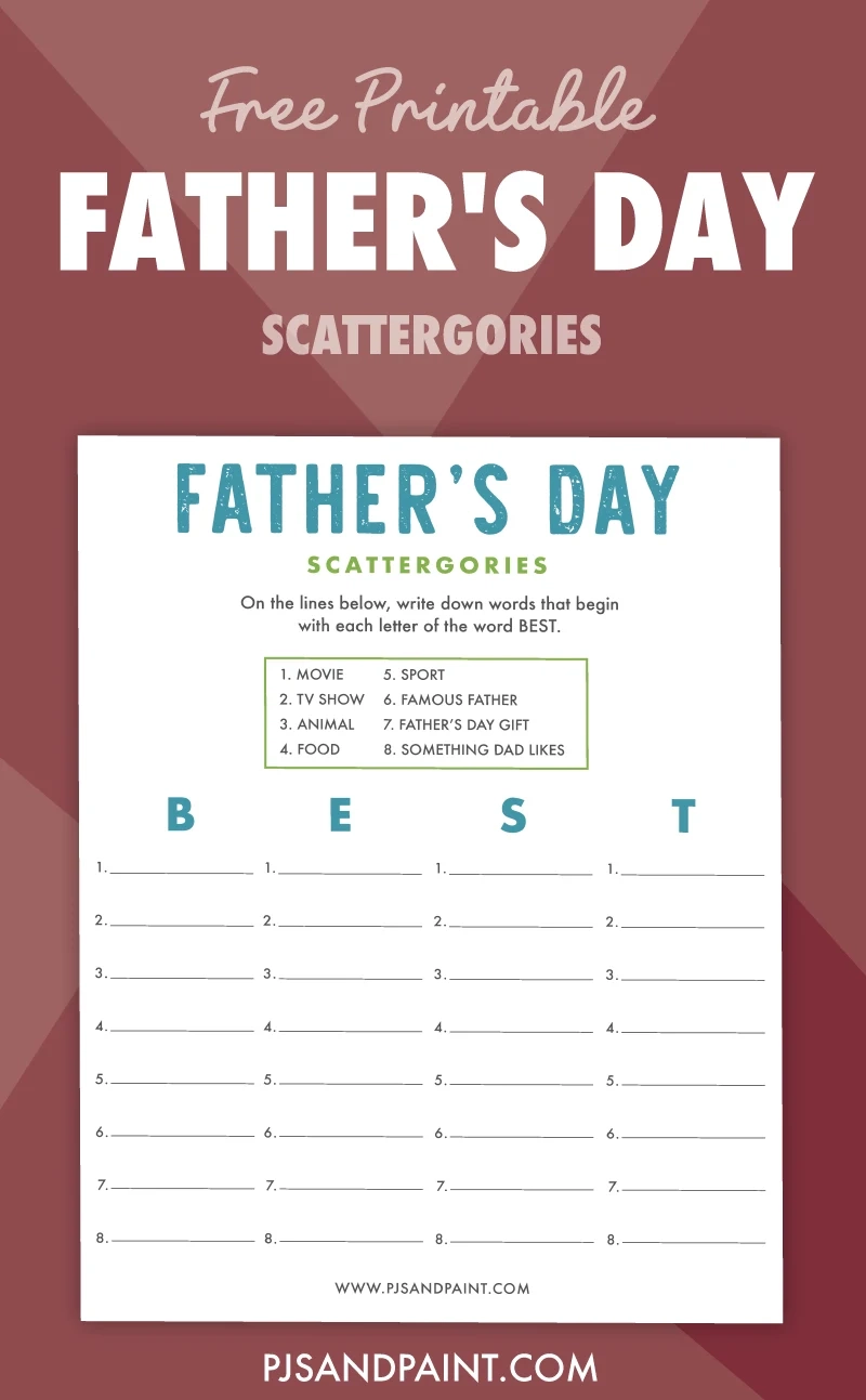 Free Printable Father s Day Scattergories Pjs And Paint