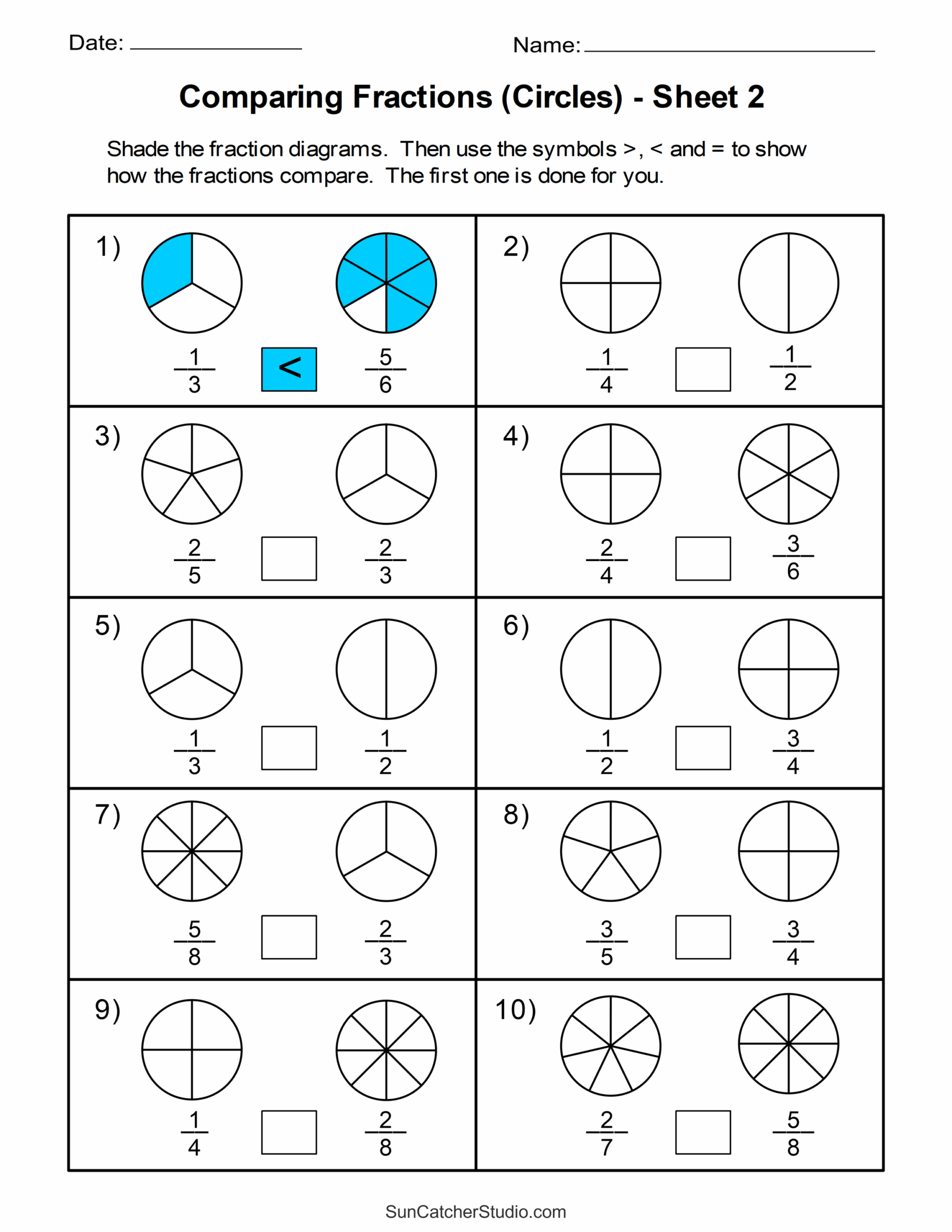 Free Printable Fractions Worksheets