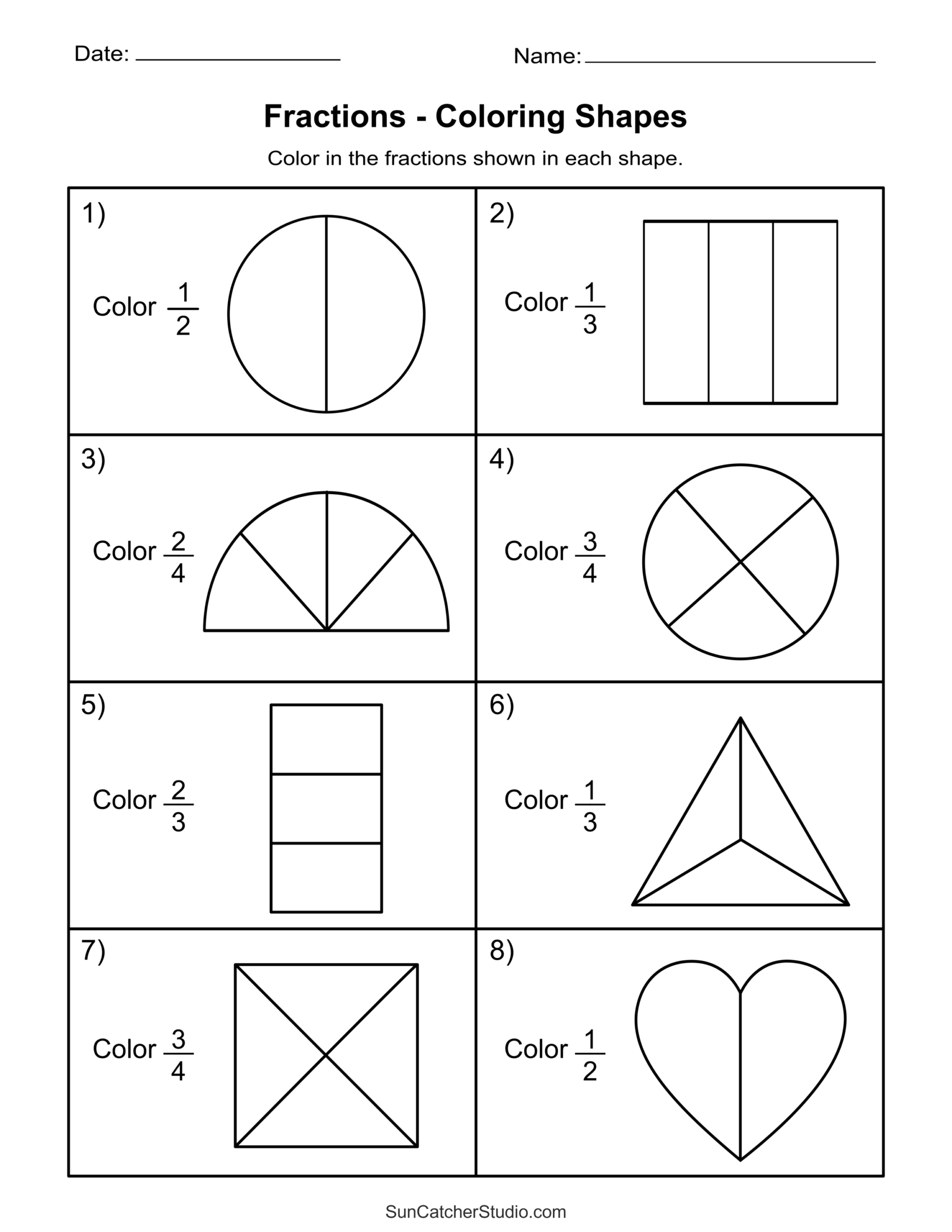 3rd Grade Fractions Worksheets Printable