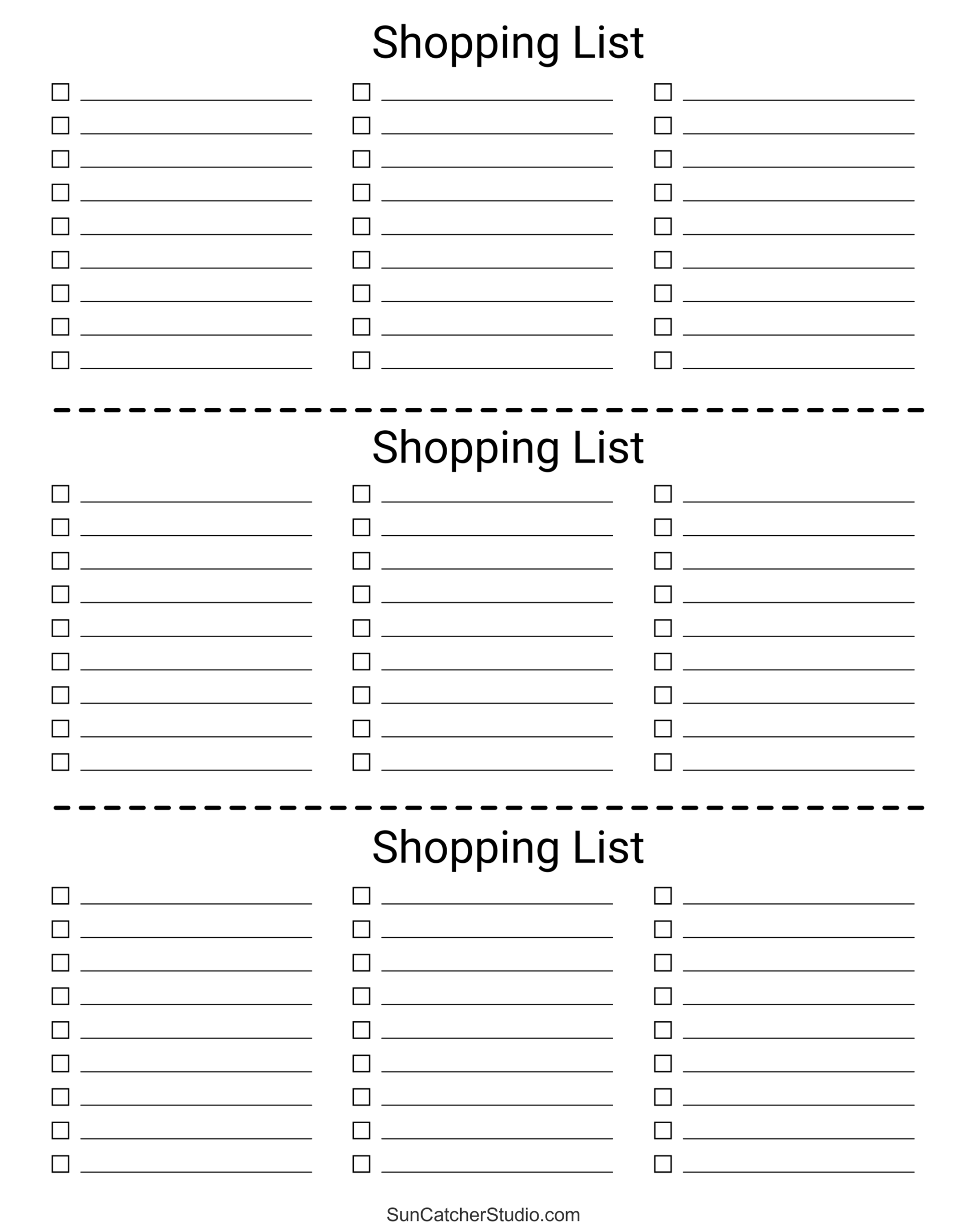 Printable Shopping List Template