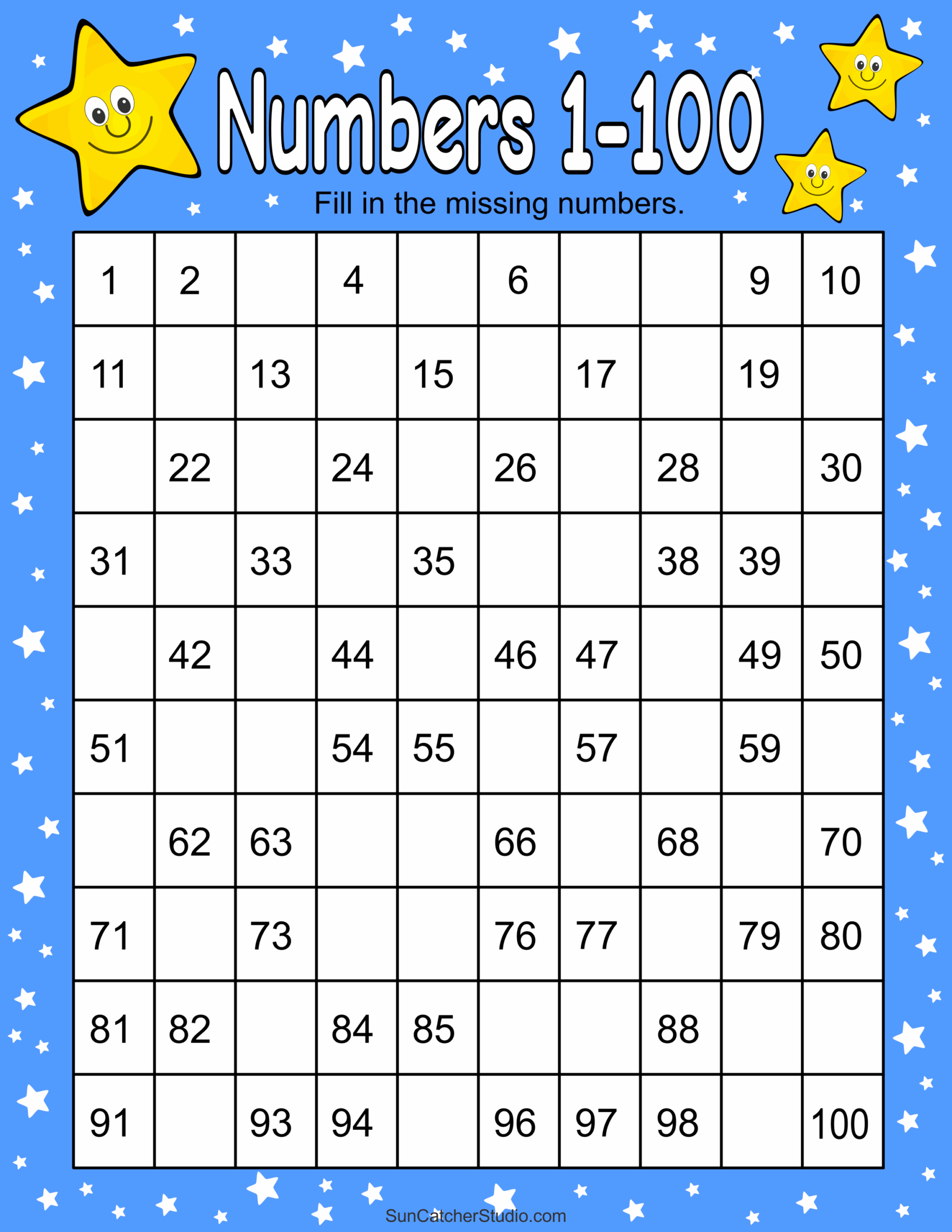 Free Printable Hundreds Charts Numbers 1 To 100 DIY Projects 