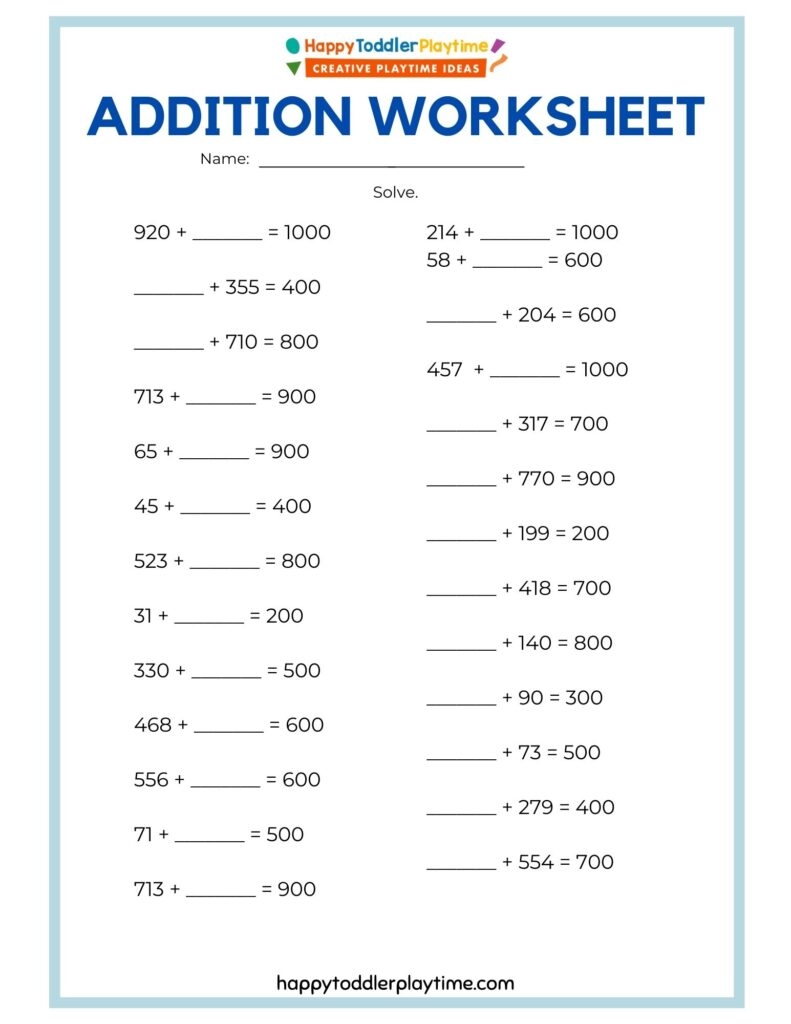 Math Worksheets 4 Kids Printable Free