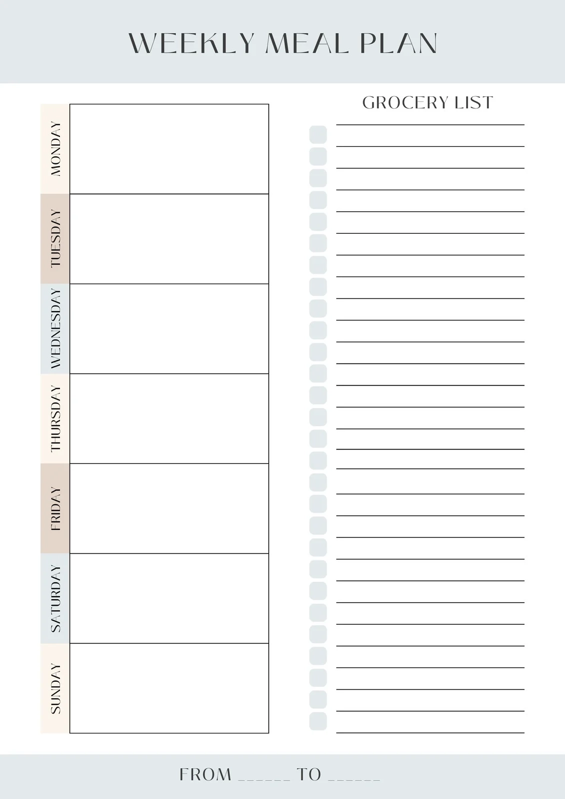 Meal Plan Template Printable