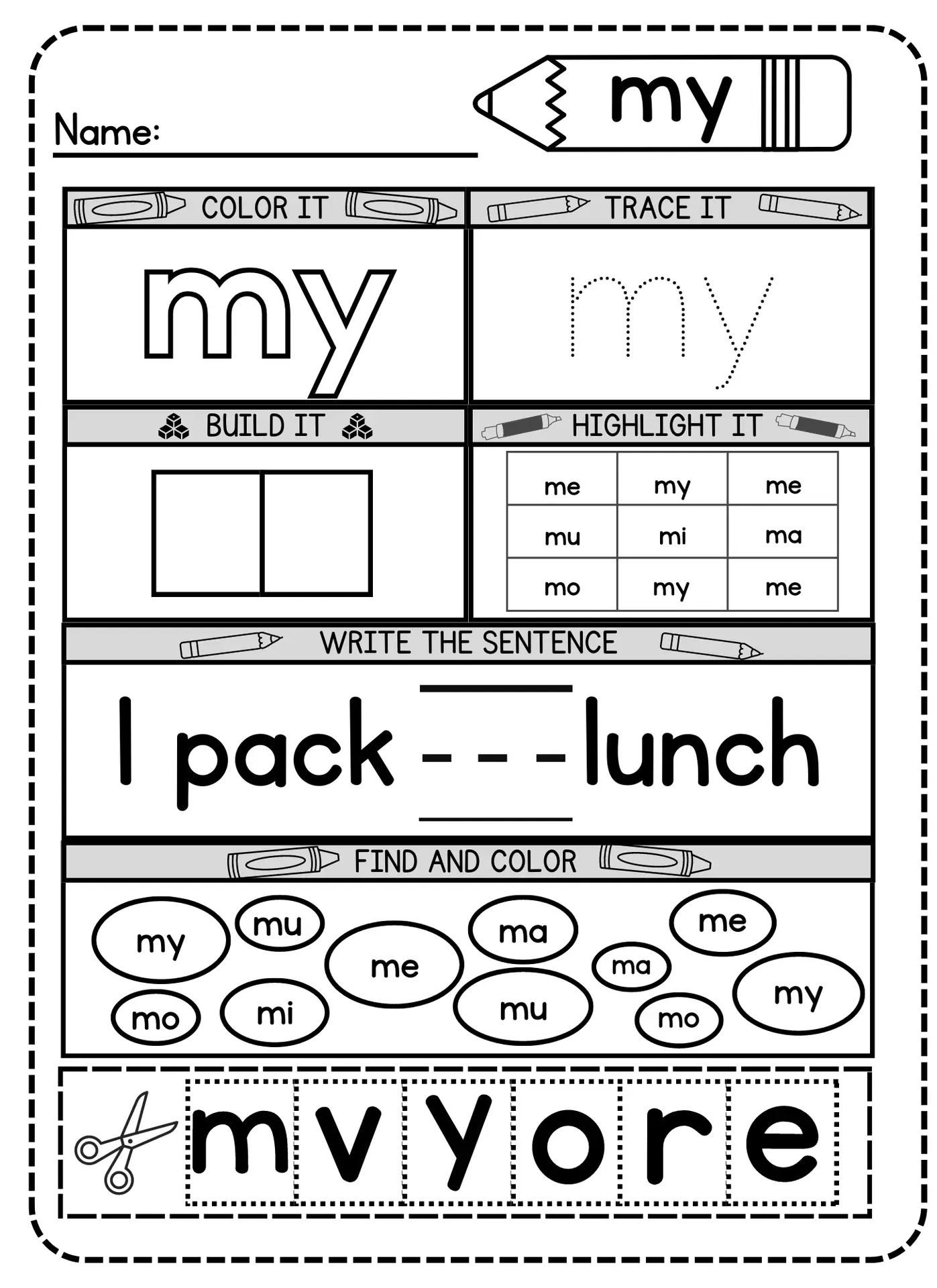 Free Printable Sight Word Worksheets