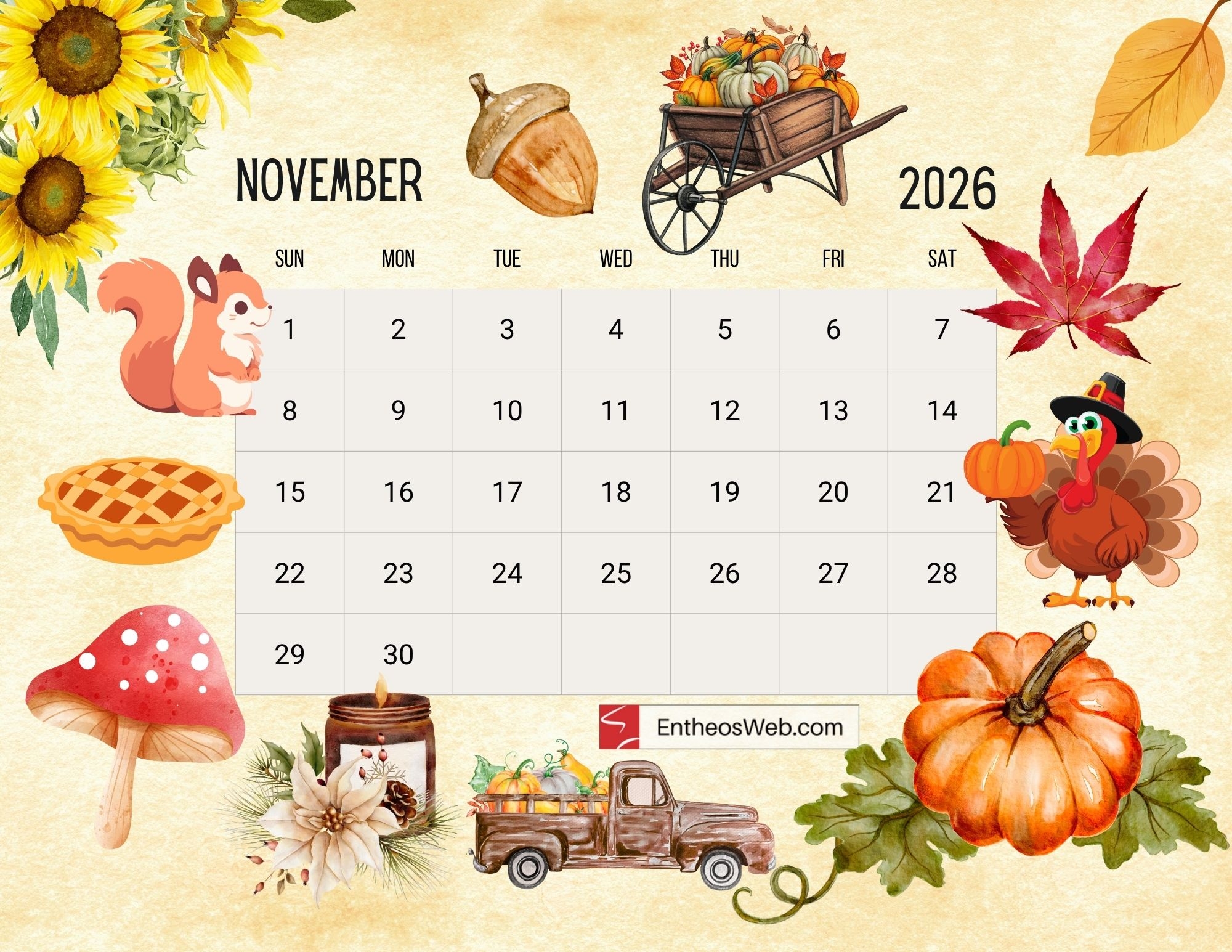 Free Printable November 2026 Calendars EntheosWeb