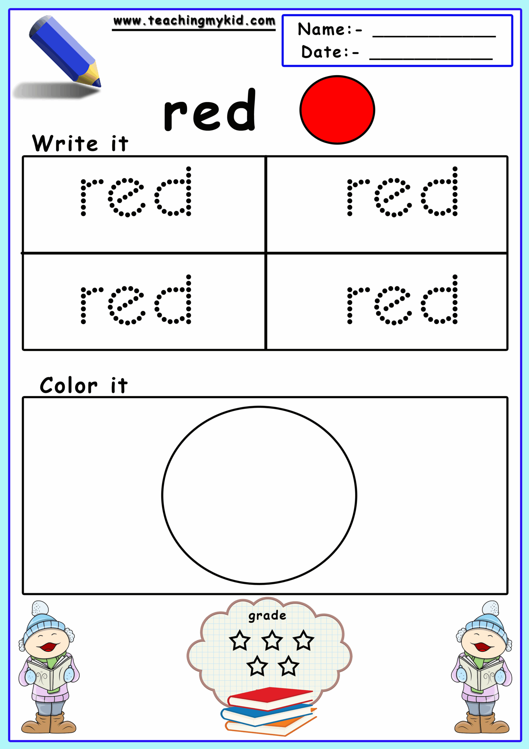 Preschool Printable Worksheets Free Colors