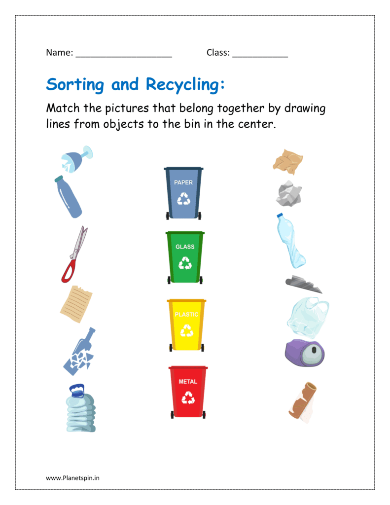 Free Printable Recycling Worksheets For Kindergarten
