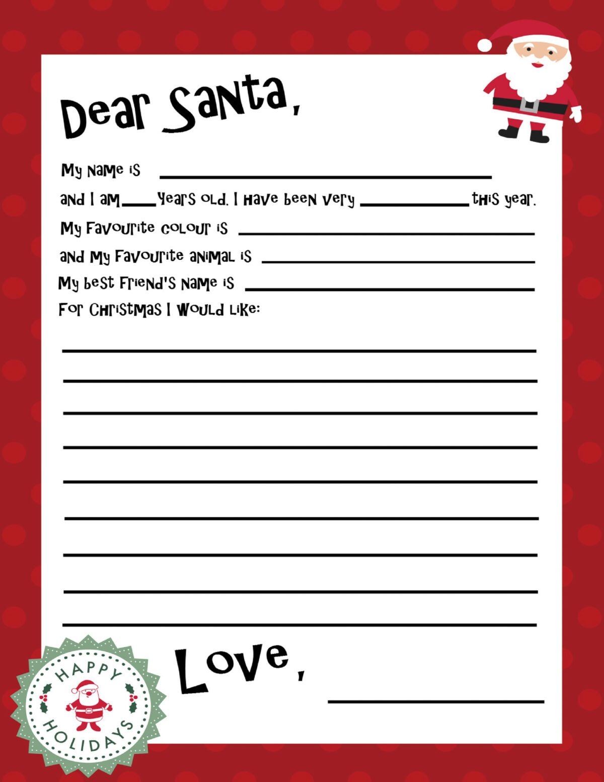 From Santa Letter Template Free Printable
