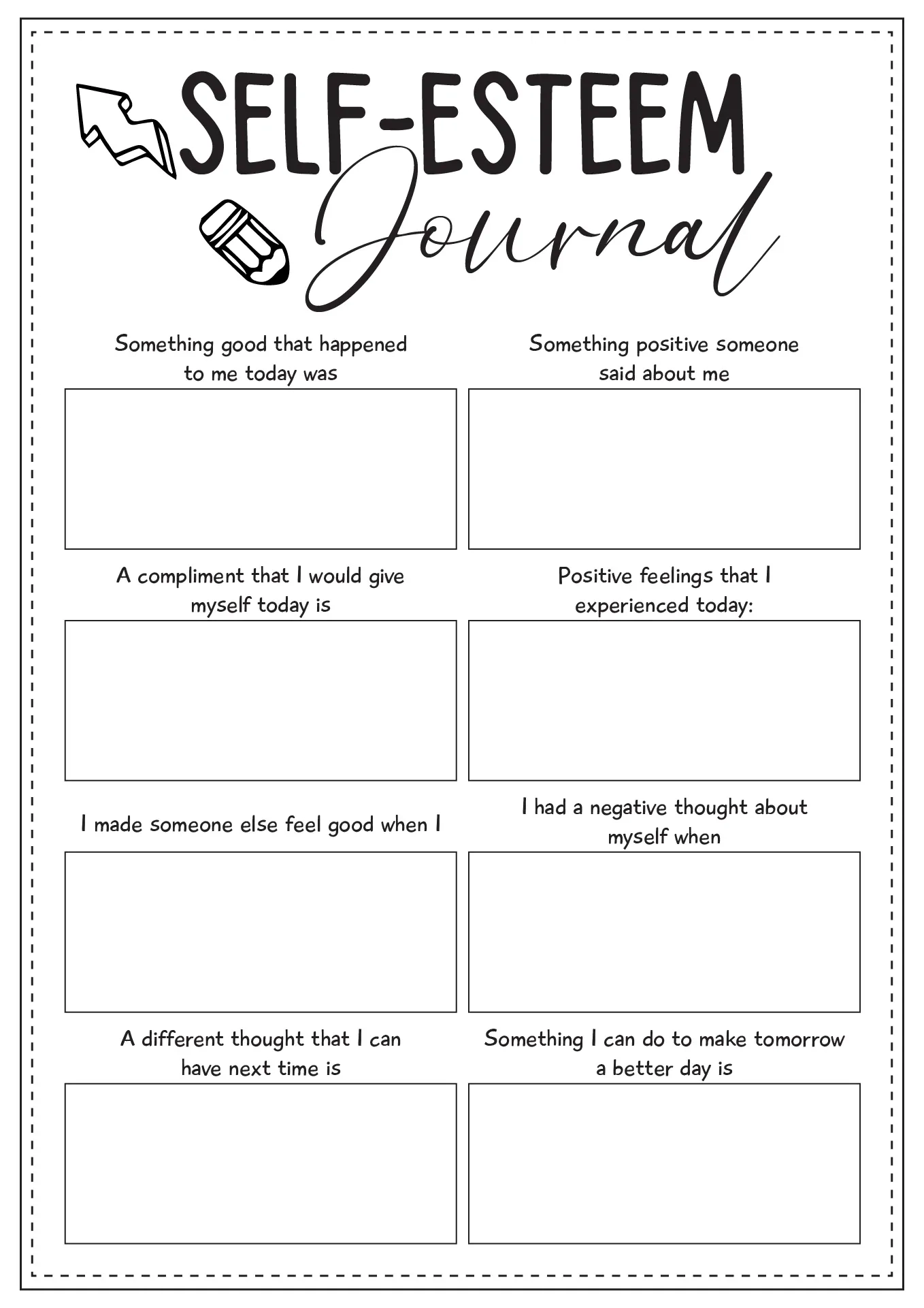 Free Printable Self Esteem Workbook Printable Bingo Cards