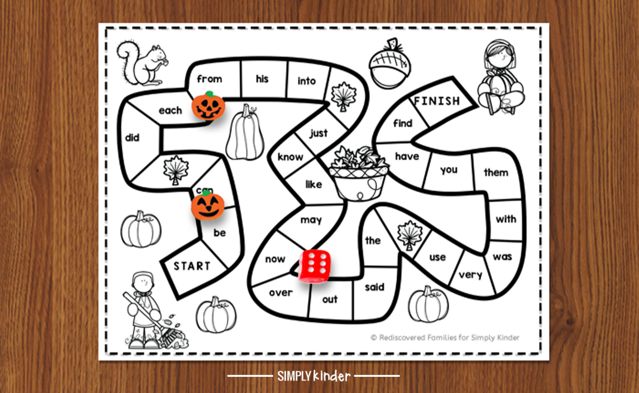 FREE Printable Sight Word Game To Make For Fall Simply Kinder 