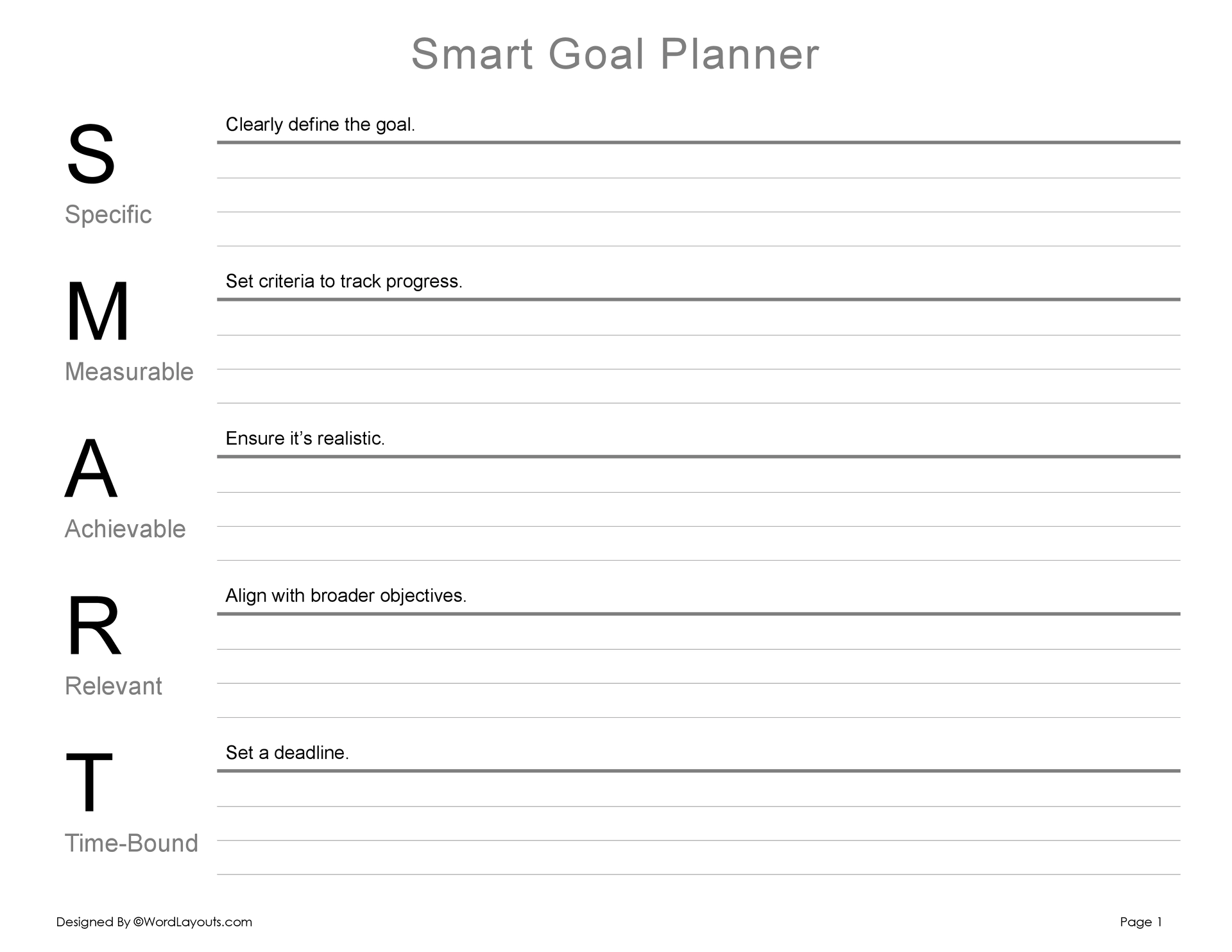 Free SMART Goal Setting Templates WordLayouts