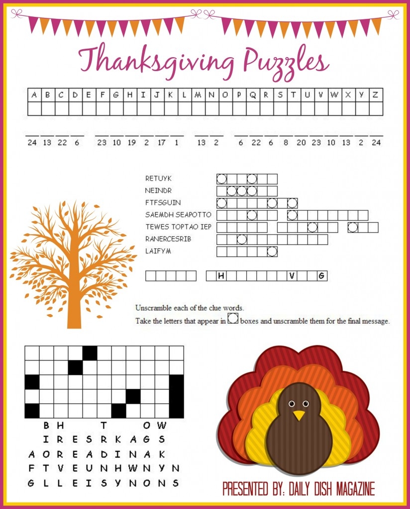 Thanksgiving Puzzles For Kids Printable