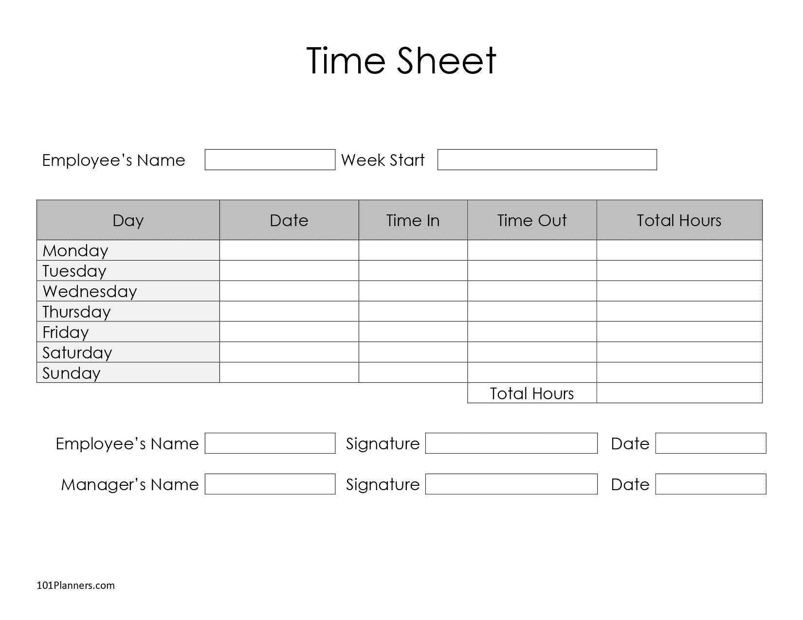 Time Card Templates Free Printable