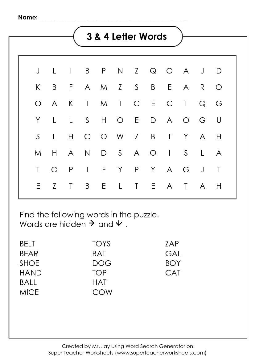 Free Printable Word Puzzles With Word List