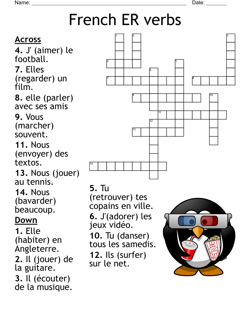 Crossword Puzzles In French Printable