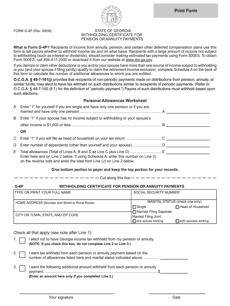 Ga Tax G4p Form 2008 Fill Out amp Sign Online DocHub
