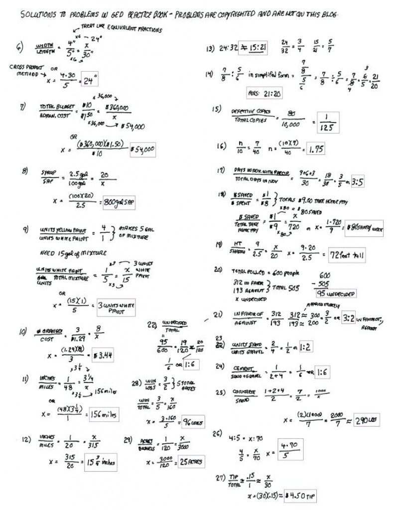Free Printable Ged Math Worksheets