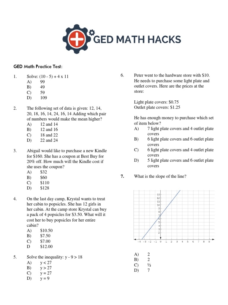 Free Ged Practice Test Printable Worksheets