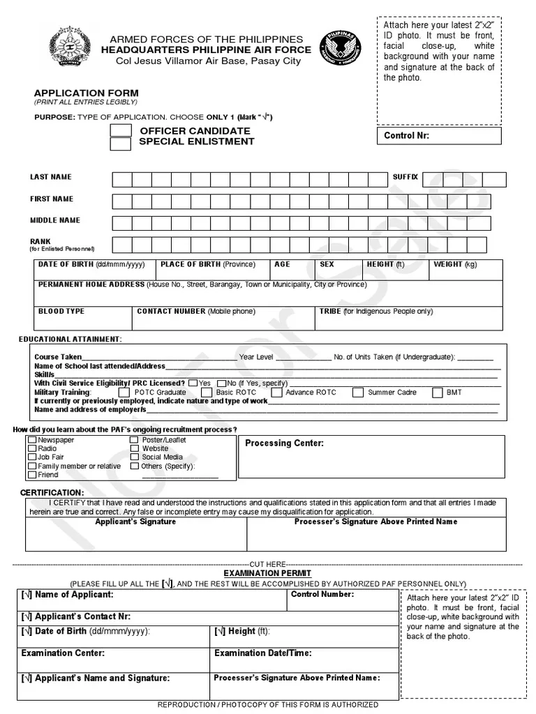 Generic Application For PAFOC Class 2024 18 April 2023 PDF