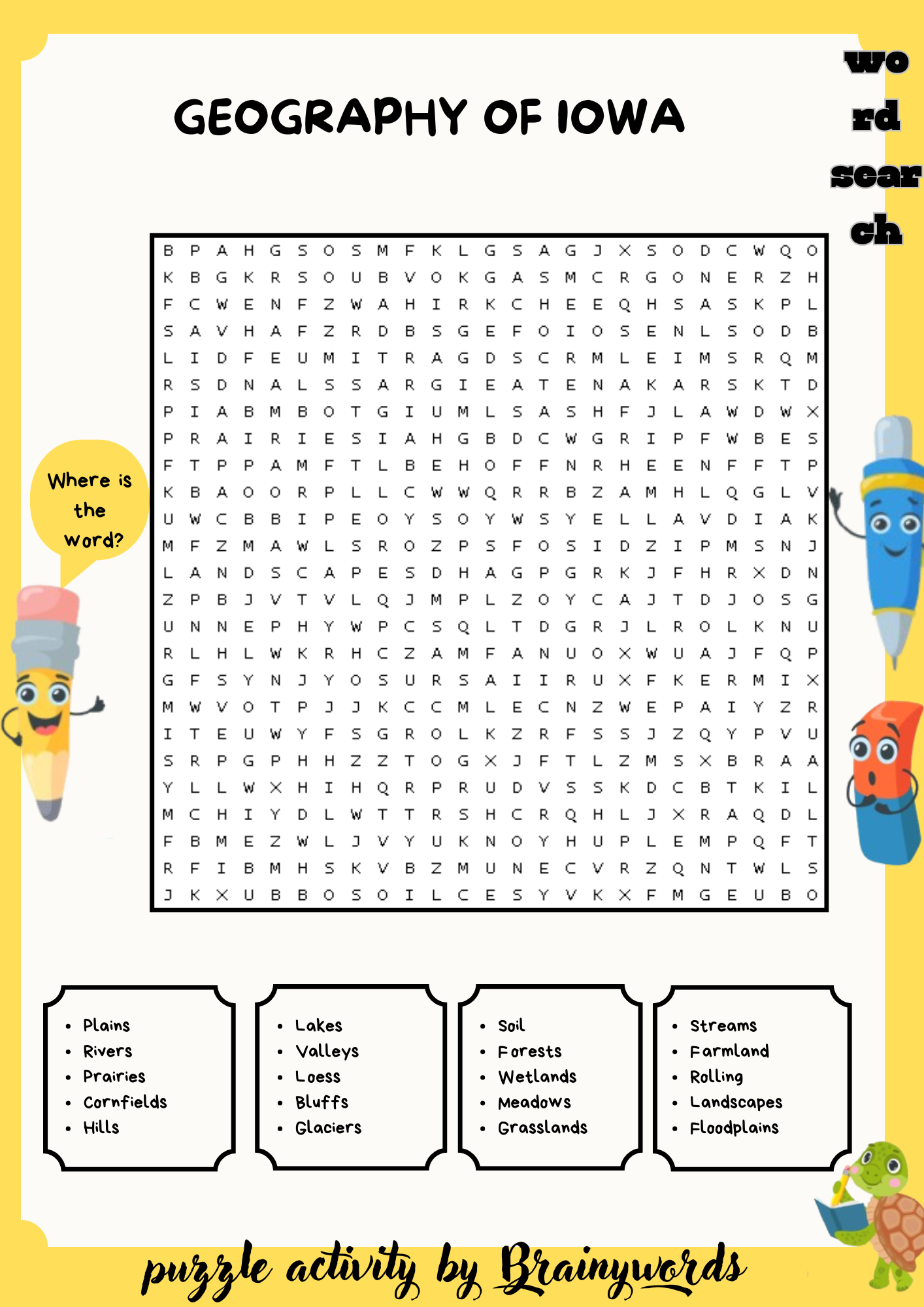 Iowa Worksheets Free Printable For History