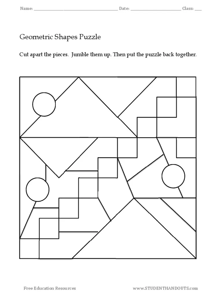 Geometric Shapes Printable Puzzle PDF
