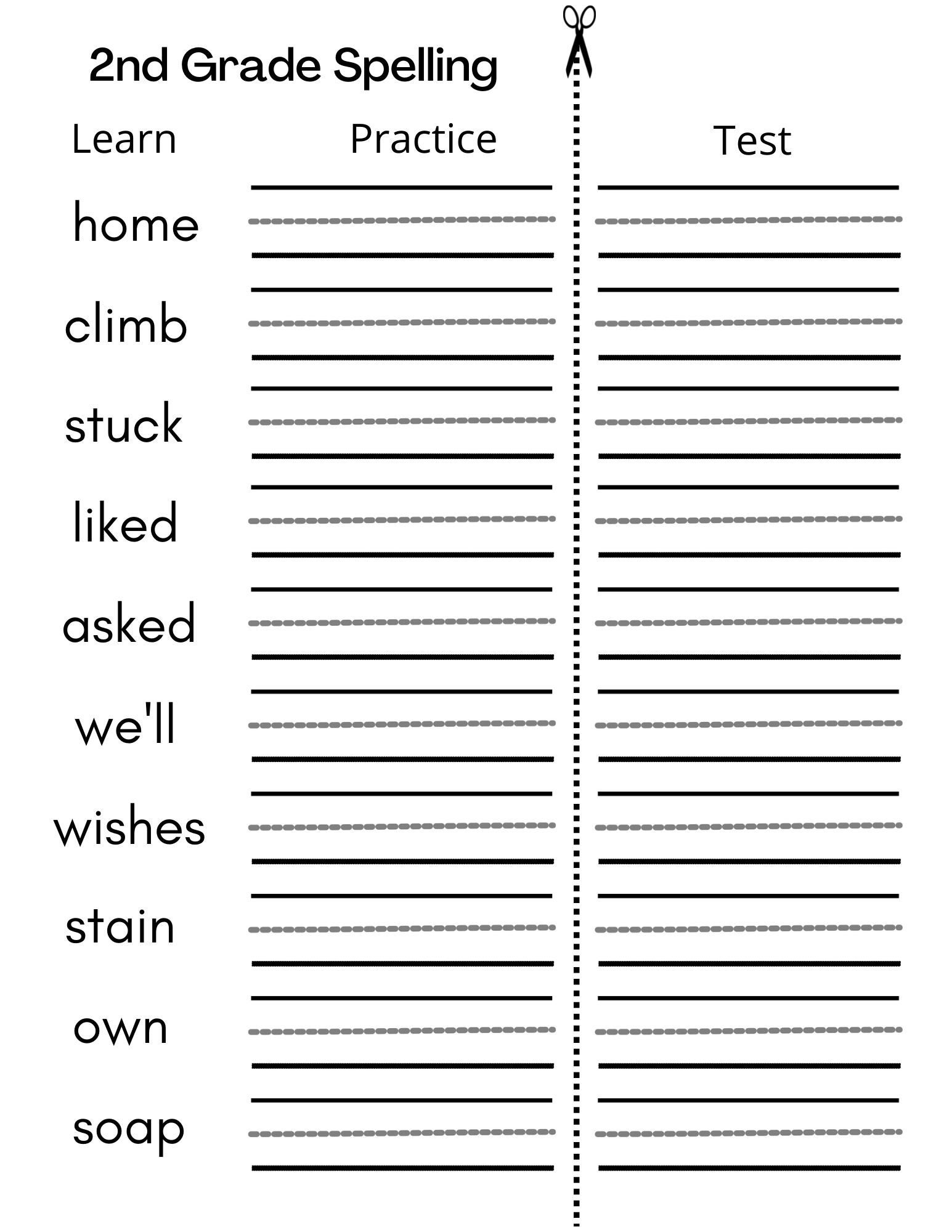 Free Printable Spelling Worksheets 2nd Grade