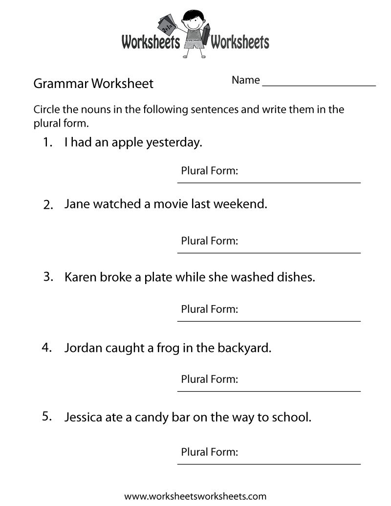 Printable Grammar Worksheets Grade 3