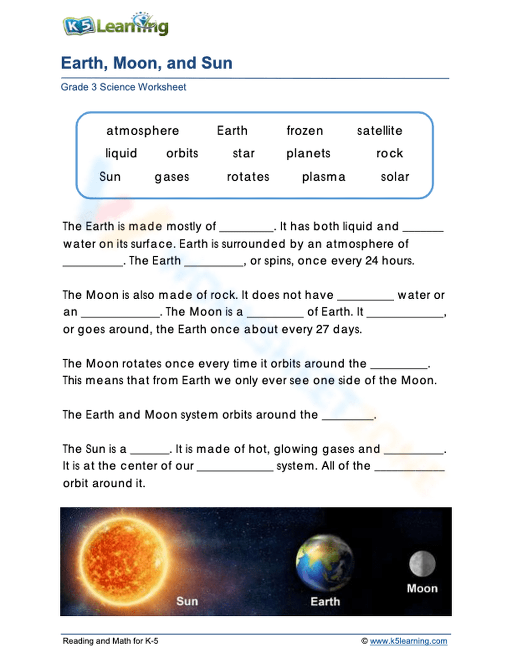 Grade 3 Space And The Solar System Worksheets amp Printable