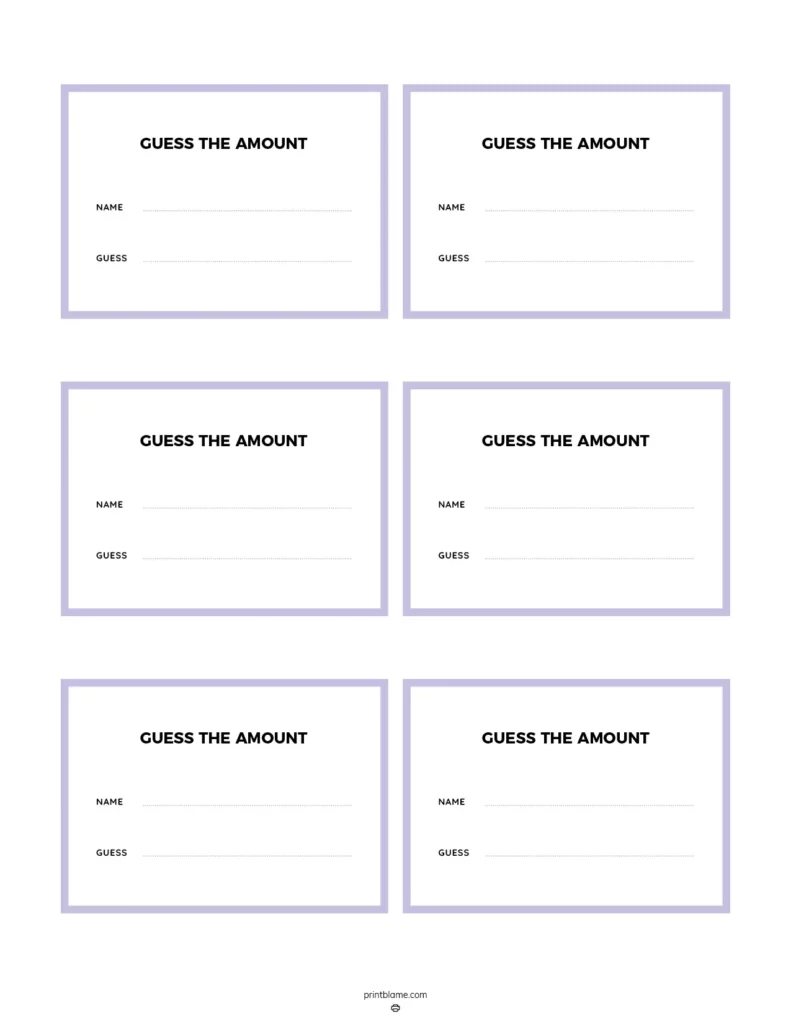 Guess How Many Printable Template Free Pdf