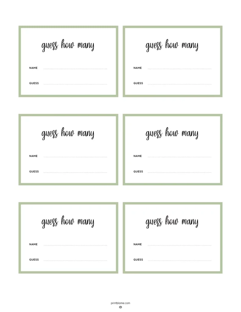 Guess How Many Printable Template FREE PDF Candy Guessing Game
