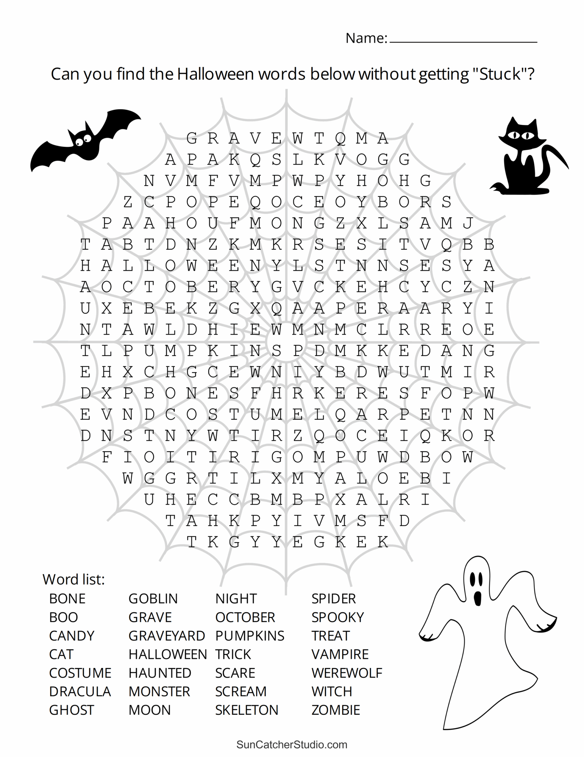 Free Printable Halloween Word Search Puzzles