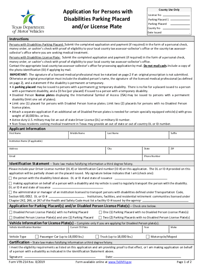 Printable Form Vtr-214