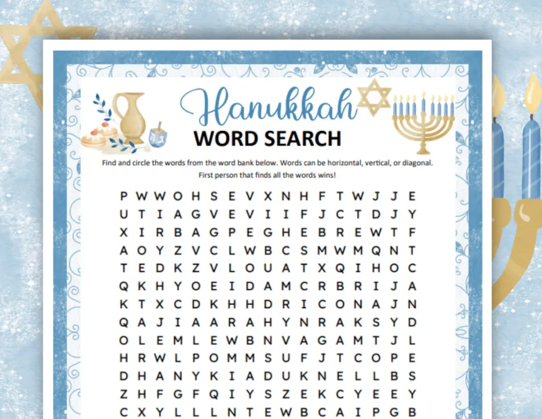 Hanukkah Crossword Puzzles Printable