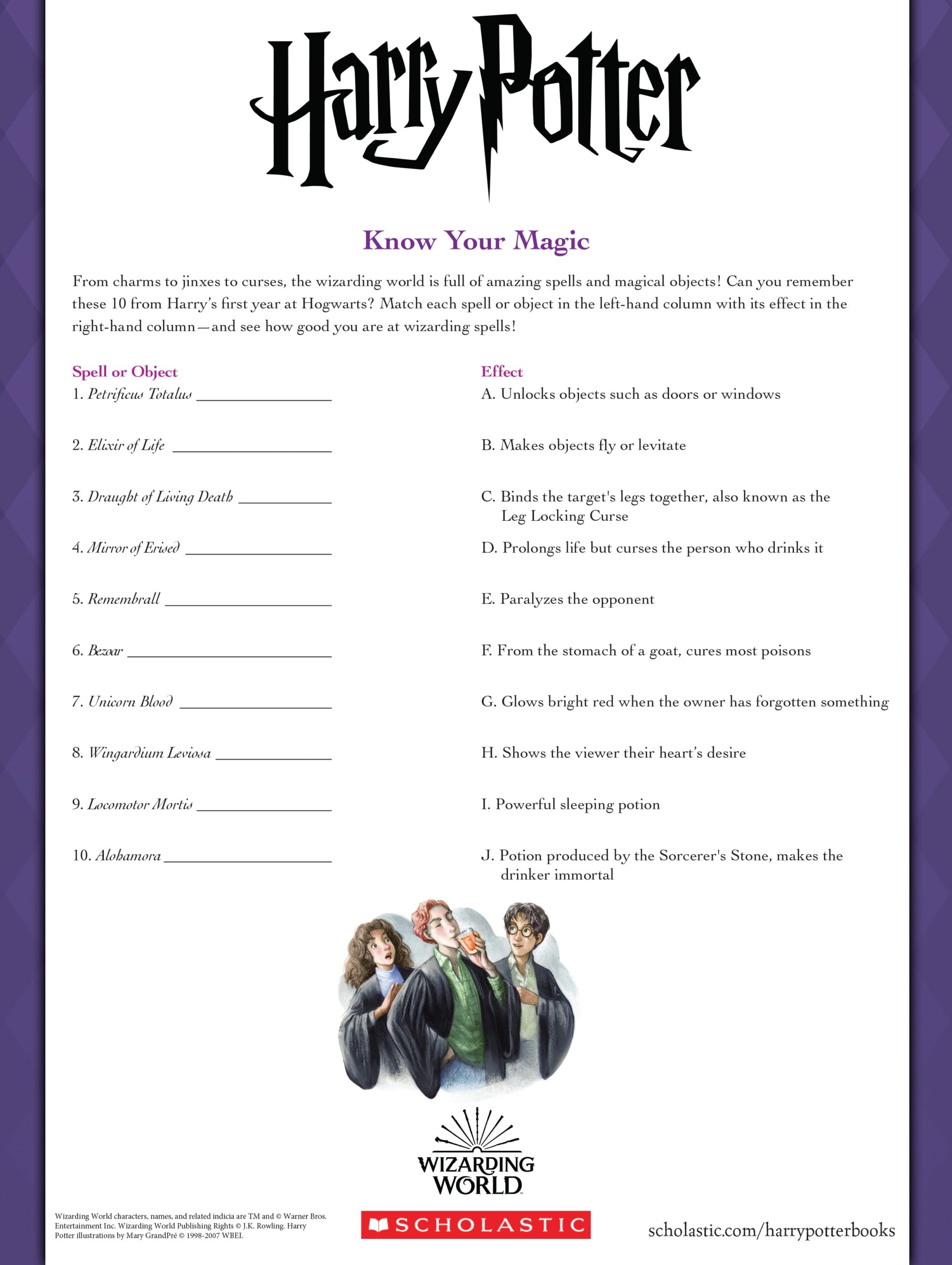 Harry Potter Worksheets Printable Free