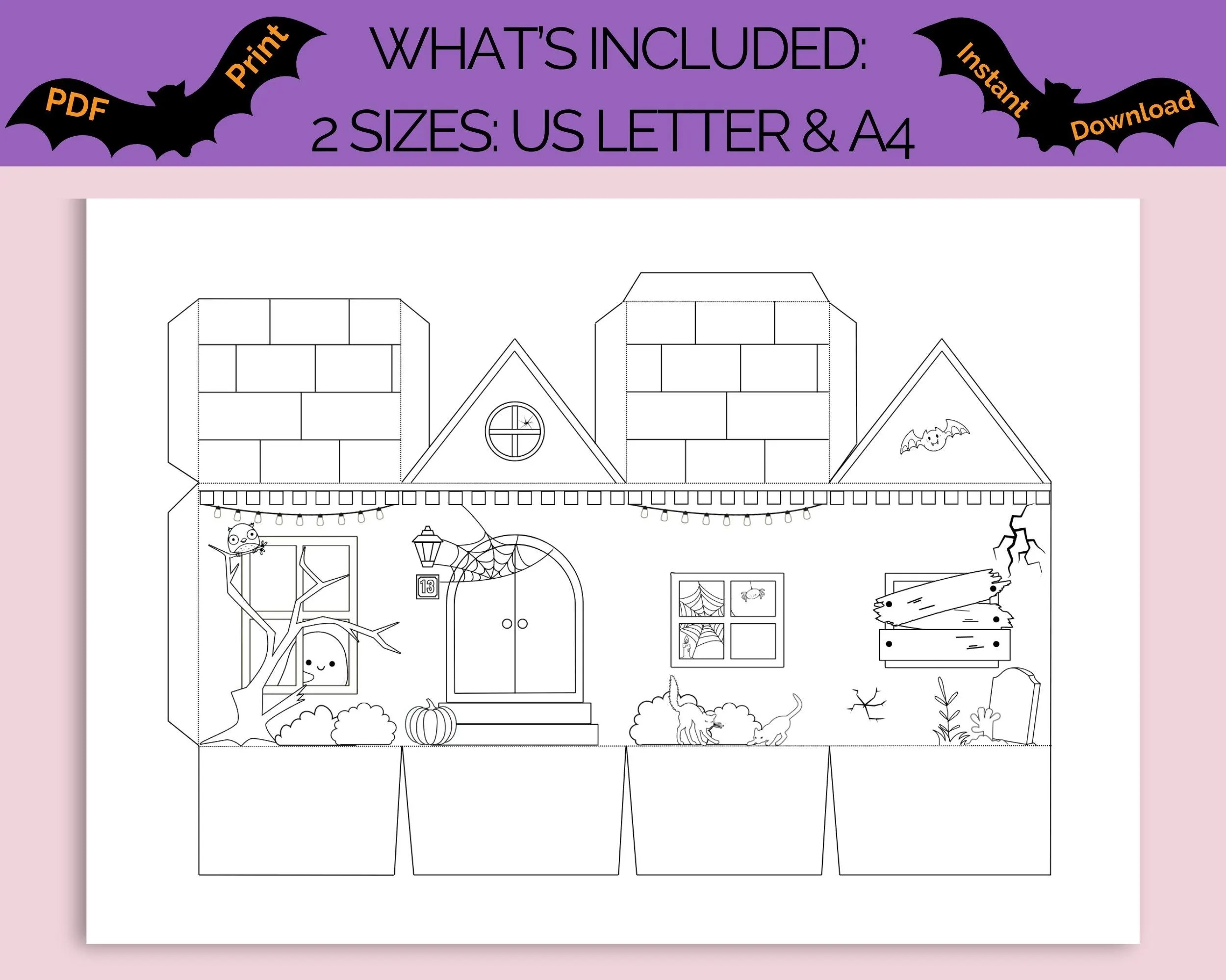Haunted House Papercraft 3D Paper House Template Spooky Paper 