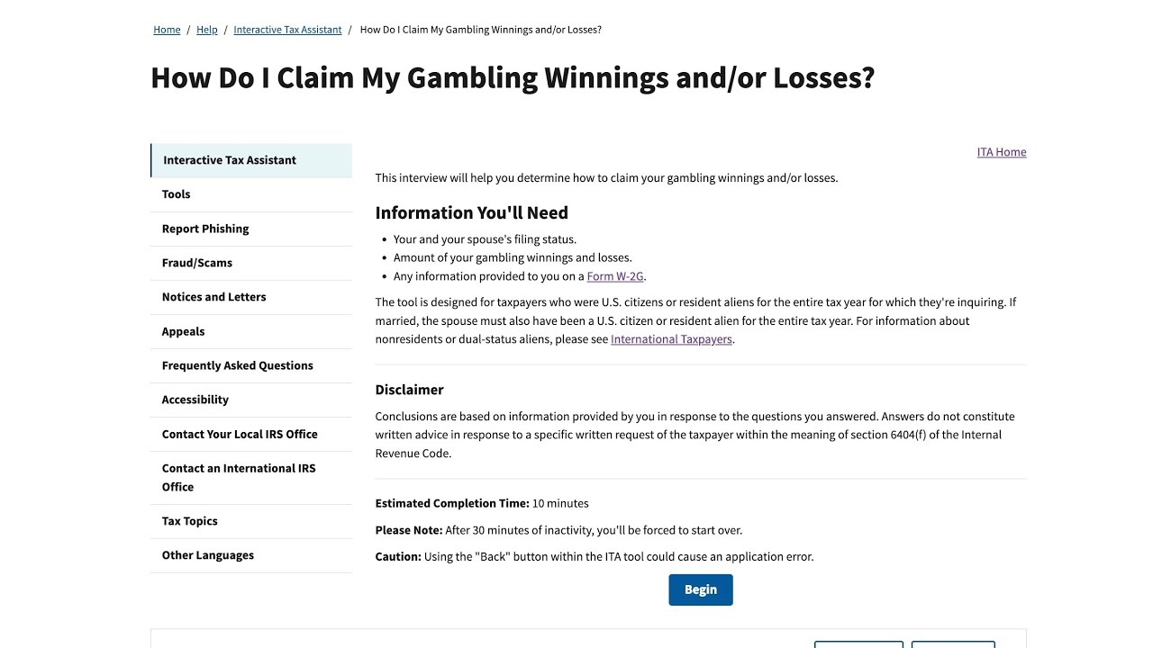 Tax Form For Gambling Losses
