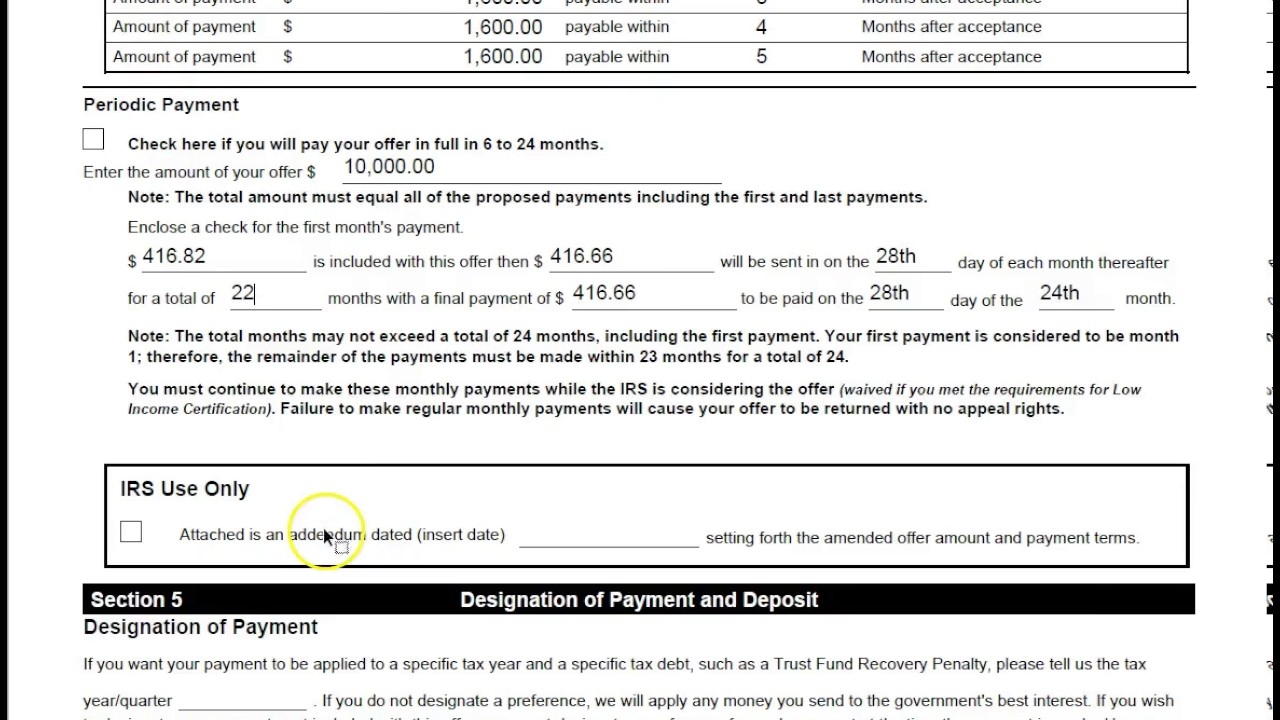 Irs Form 656 Offer In Compromise Fillable