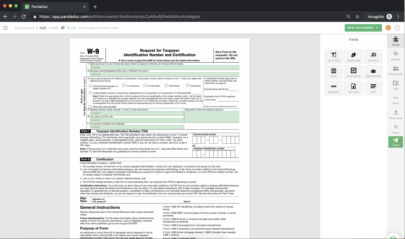 W9 Form Fill Out Online For Non Profit