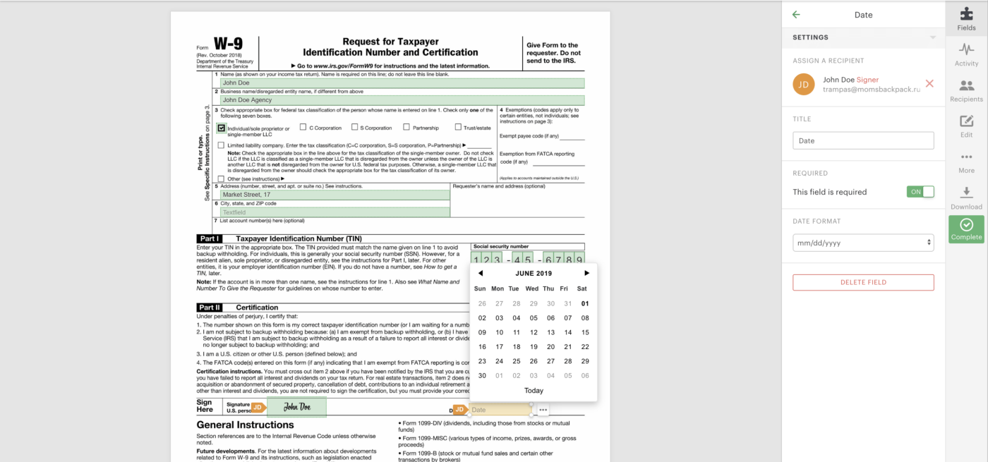 Can W9 Form Be Signed Electronically