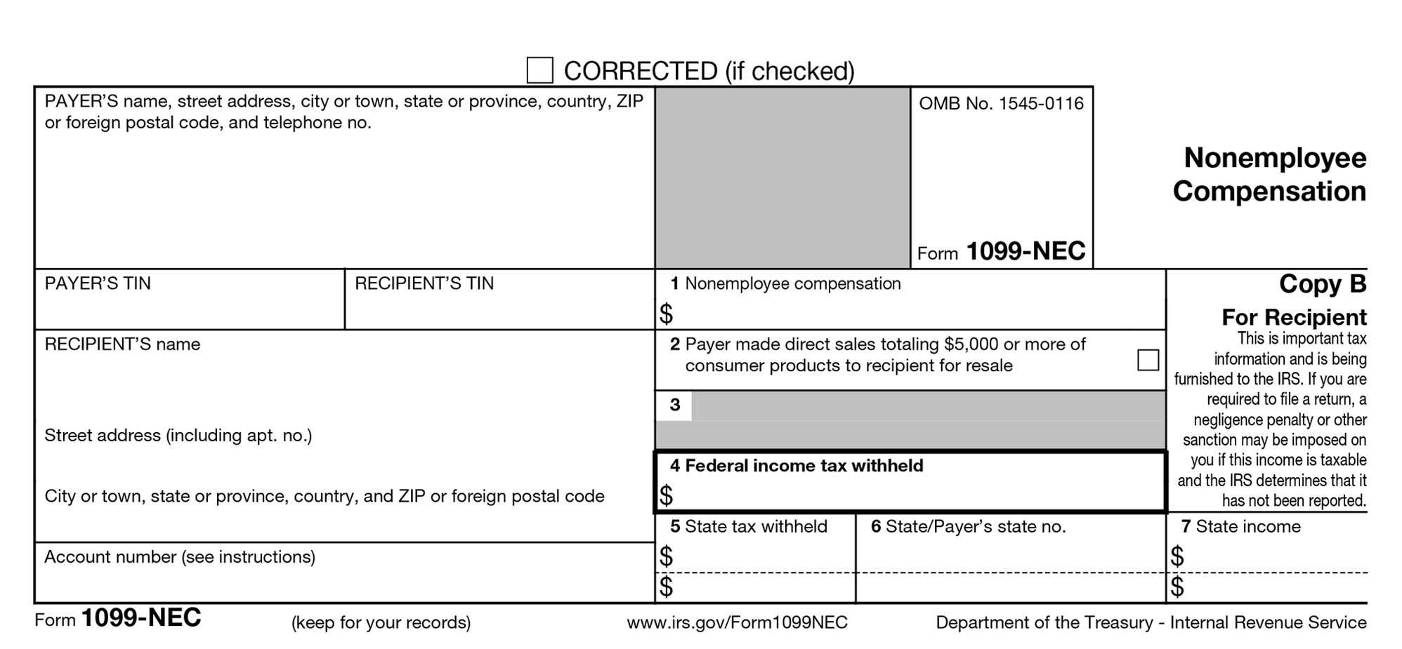 Order Form 1099 Nec From Irs