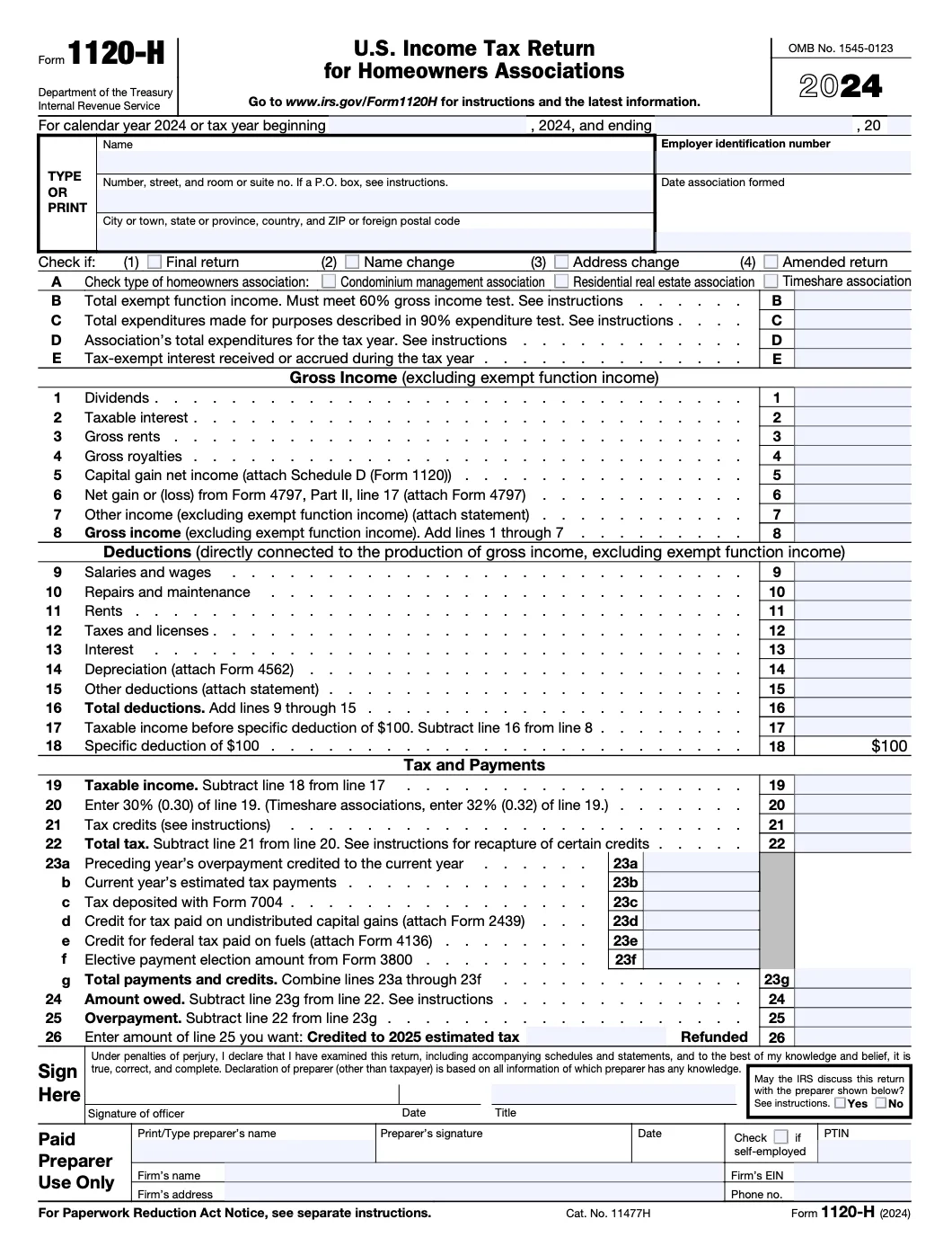 How To File Form 1120 H Guide For Homeowners Associations