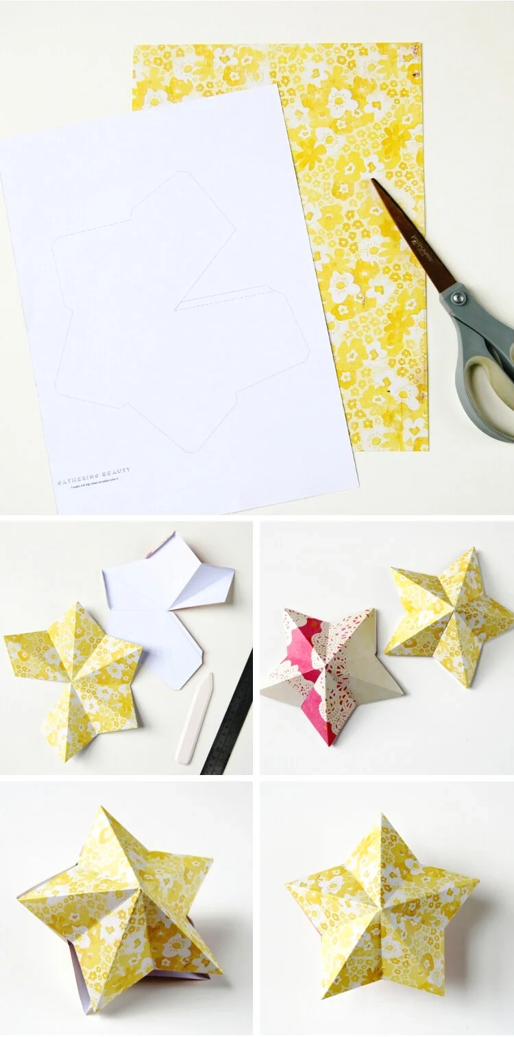 Printable 3d Paper Star Template