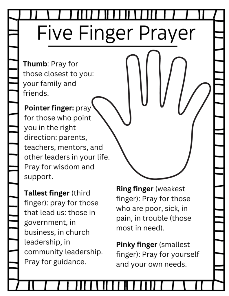 Five Finger Prayer For Kids Printable